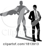 07/13/2024 - Superhero Business Man With Super Hero Shadow