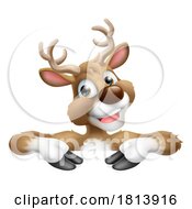 Poster, Art Print Of Cartoon Santa Claus Father Christmas Reindeer Sign