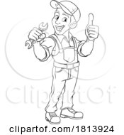 Mechanic Plumber Cartoon Wrench Spanner Handyman