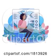 Poster, Art Print Of Woman Student Laptop Statistics Data Illustration