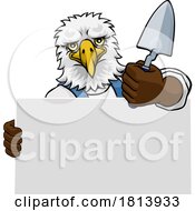 Poster, Art Print Of Bricklayer Eagle Bird Trowel Tool Handyman Mascot