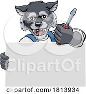 Poster, Art Print Of Electrician Wolf Screwdriver Tool Handyman