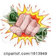 Poster, Art Print Of Money Cash Fist Hand Comic Pop Art Cartoon