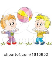 Poster, Art Print Of Boys Playing Catch With A Ball Licensed Cartoon Clipart