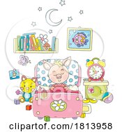 Piglet Sleeping In A Bed Licensed Cartoon Clipart