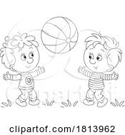 Boys Playing Catch With A Ball Licensed Cartoon Clipart