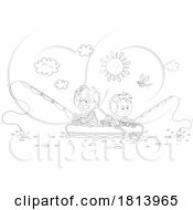 Grandpa And Grandson Fishing Licensed Cartoon Clipart