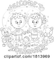 Poster, Art Print Of Children With Welcome To Kindergarten Greeting Licensed Cartoon Clipart