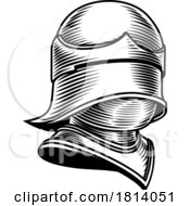 Knight Helm Medieval Helmet Vintage Woodcut Style
