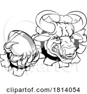 Poster, Art Print Of Bull Minotaur Longhorn Cow Football Mascot Cartoon