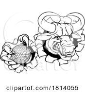 Poster, Art Print Of Bull Minotaur Longhorn Cow Golf Mascot Cartoon