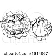 Poster, Art Print Of Tiger Basketball Ball Animal Sports Team Mascot