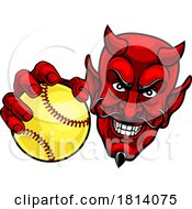 Poster, Art Print Of Devil Softball Sports Team Mascot