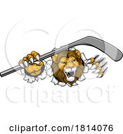 Poster, Art Print Of Lion Ice Hockey Team Sports Animal Cartoon Mascot