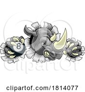 Poster, Art Print Of Rhino Rhinoceros Pool Cartoon Sports Mascot