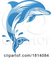 07/16/2024 - Dolphin Jumping Animal Woodcut Vintage Icon Mascot