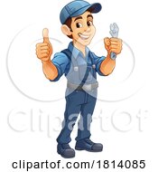 Poster, Art Print Of Mechanic Plumber Cartoon Wrench Spanner Handyman
