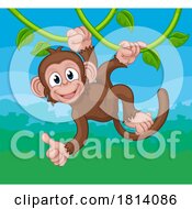 07/16/2024 - Monkey Singing On Jungle Vines Thumbs Up Cartoon