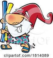 Cartoon Summer Time Beach Gnome With Noodles Licensed Stock Image