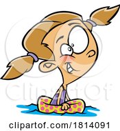 Cartoon Girl Swimming With A Floatie Inner Tube Licensed Stock Image