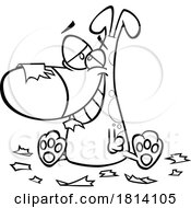 Cartoon Naughty Dog With Scraps Licensed Black And White Stock Image