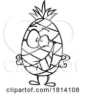 Poster, Art Print Of Cartoon Happy Pineapple Licensed Black And White Stock Image