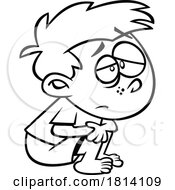 Poster, Art Print Of Cartoon Shamed Boy Licensed Black And White Stock Image