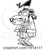 Poster, Art Print Of Cartoon Villainous Man Licensed Black And White Stock Image