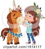 Sweet Girl Petting A Unicorn