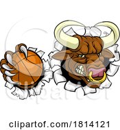 Poster, Art Print Of Bull Minotaur Longhorn Cow Basketball Mascot