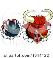 07/16/2024 - Bull Minotaur Longhorn Cow Bowling Mascot Cartoon