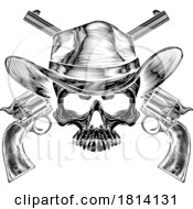 Poster, Art Print Of Cowboy Hat Pistols Skull Pirate Cross Bones