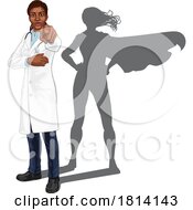 Poster, Art Print Of Super Hero Black Woman Doctor Superhero Pointing