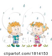 07/16/2024 - Cartoon Kids Playing In The Rain Licensed Stock Image