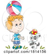 07/16/2024 - Cartoon Boy And Puppy Balancing Balls On Their Heads Licensed Stock Image