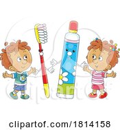 Cartoon Kids With A Toothbrush And Toothpaste Licensed Stock Image