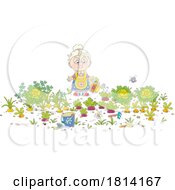 Cartoon Granny In Her Vegetable Garden Licensed Stock Image