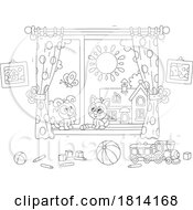 Poster, Art Print Of Cartoon Indor Pets In A Window Licensed Stock Image