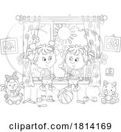 Cartoon Girls Playing Inside Licensed Stock Image