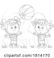 07/16/2024 - Cartoon Girls Playing With A Ball Outside Licensed Stock Image