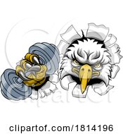 Poster, Art Print Of Eagle Hawk Bird Weight Lifting Dumbbell Gym Mascot