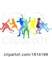 Poster, Art Print Of Silhouette Tennis Players Silhouettes Concept