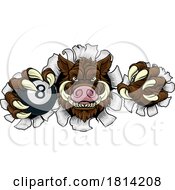 Poster, Art Print Of Boar Wild Hog Razorback Warthog Pig Pool Mascot