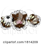 Poster, Art Print Of Boar Wild Hog Razorback Warthog Pig Soccer Mascot