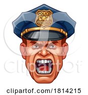 Poster, Art Print Of Policeman Angry Police Man Cartoon Character Cop