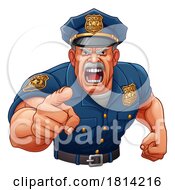 Poster, Art Print Of Policeman Angry Police Man Cartoon Character Cop