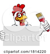 Chicken Painter Decorator Paint Brush Mascot