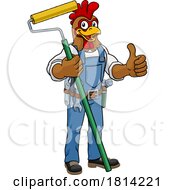 Poster, Art Print Of Rooster Painter Decorator Paint Roller Mascot
