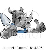 Rhino Bricklayer Builder Holding Trowel Tool