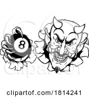 07/17/2024 - Devil Angry Pool 8 Ball Billiards Mascot Cartoon